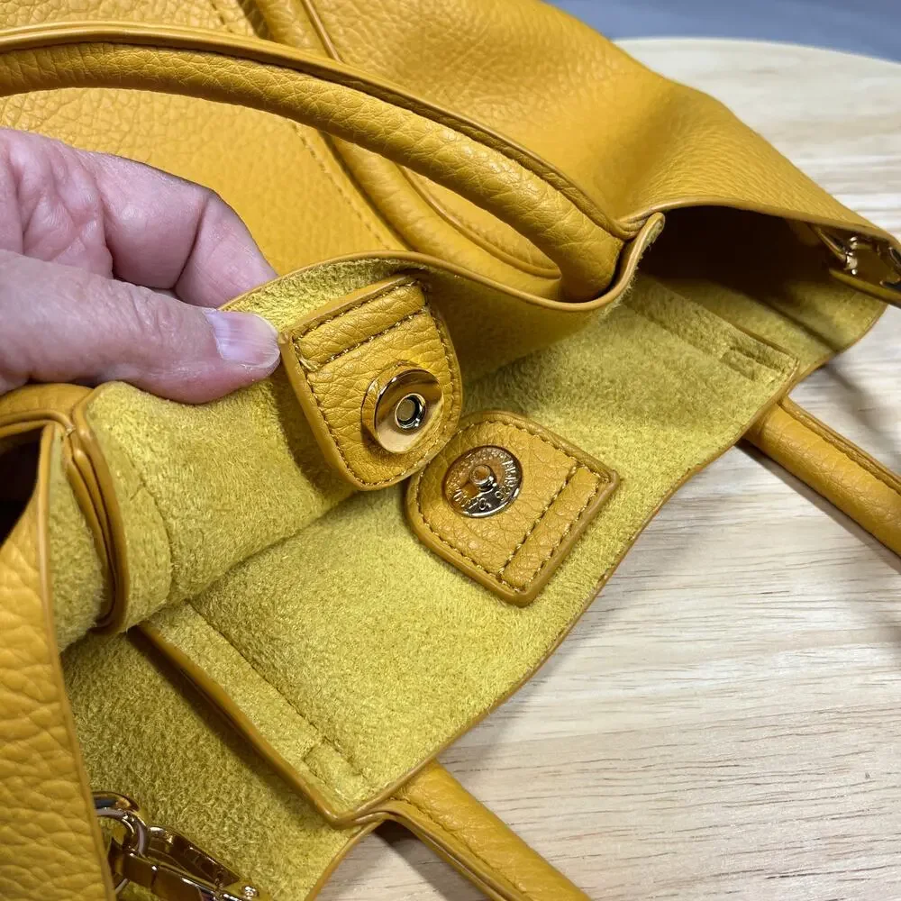Louenhide Vegan Leather Tote/Crossbody Bag Two Way Purse Mustard Color Spring